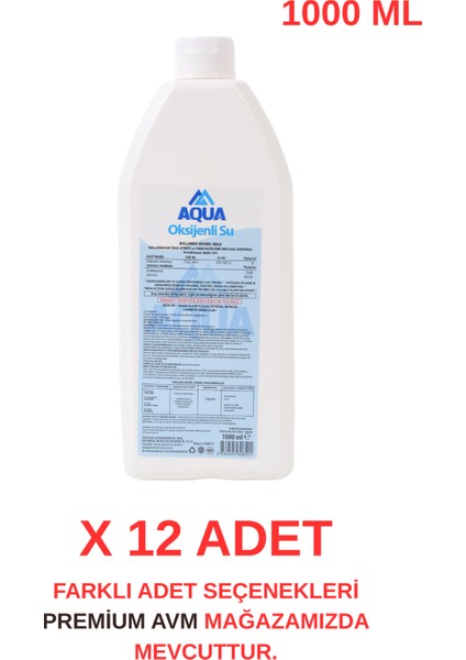 (12 Adet) Oksijenli Su 1000 ml | Cilt ve Yüzey Temizliği Için Oksijenle Güçlendirilmiş Formül