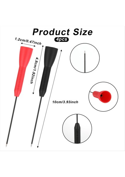 4pcs Test Probları Bakır Problar Test Prob Pinleri Testi Testi Prob Multimetre Probları Iğne 2mm 600V/10A Piercing Needle (Yurt Dışından) fiyatları