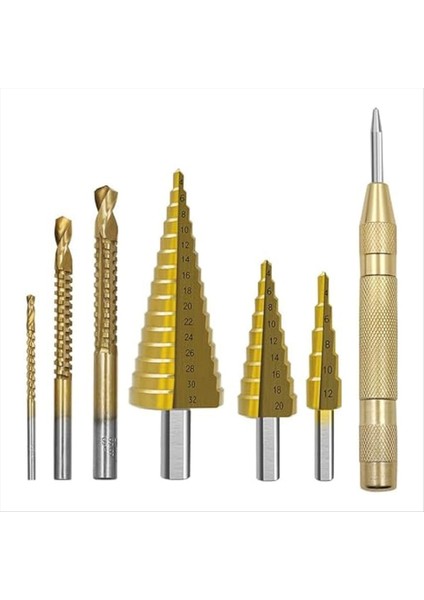 7pcs Adım Matkap Groove Testere Matkap Seti Groove Testere Matkapı Matkap Bitleri Yukarı Çıkar Spiral Koni Etki Matkapı Için Bitler Aşağı Çıktı (Yurt Dışından)