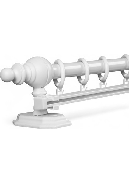 Gifts Beyaz Tek Raylı Ahşap Rustik Perde Askısı