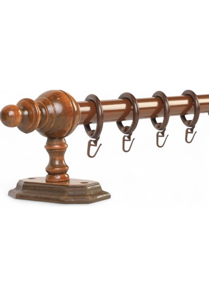 Gifts Ceviz Raysız Ahşap Rustik Perde Askısı