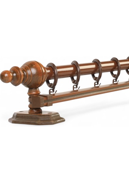 Gifts Ceviz Tek Raylı Ahşap Rustik Perde Askısı