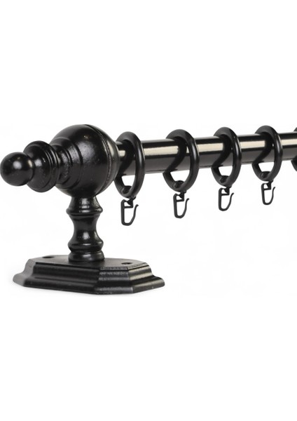 Gifts Siyah Raysız Ahşap Rustik Perde Askısı