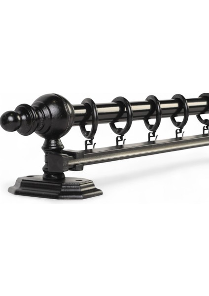 Gifts Siyah Tek Raylı Ahşap Rustik Perde Askısı