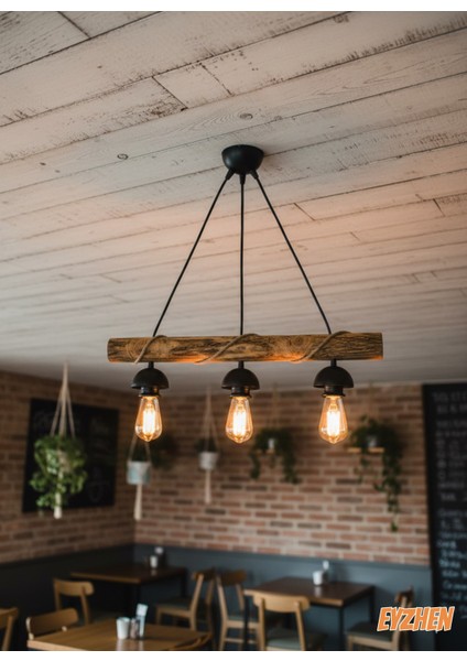 Doğal Ahşap , 3 Lü Eskitme Sarkıt El Yapımı Ahşap Avize Kafe Ev Balkon Ofis Dekoru fiyatları