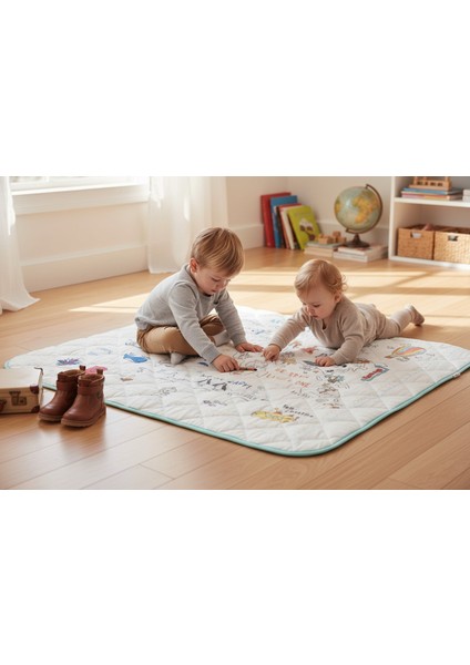 Eğitici Sağlıklı Dünya Haritalı Oyun Halısı - Küçük Gezgin - Çantalı fırsatları
