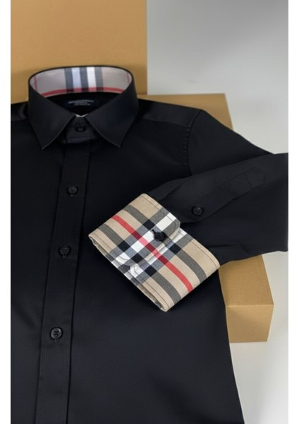 Kadın Uzun Kollu Kolay Ütü Pamuk Saten Regular Ekose Detaylı Yüks fırsatları