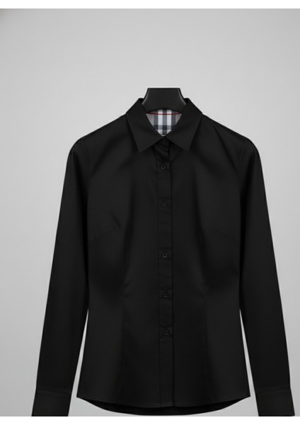 Kadın Uzun Kollu Kolay Ütü Pamuk Saten Regular Ekose Detaylı Yüks indirimleri