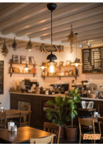 Doğal Ahşap , Eskitme Sarkıt El Yapımı Ahşap Avize Kafe Ev Balkon Ofis Dekoru