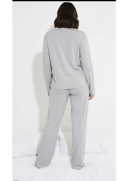 Düğmeli Biyeli Pijama Takımı modelleri