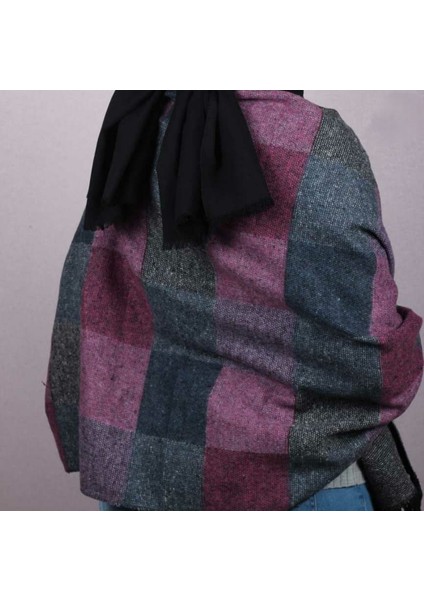 Kadın Renkli Kare Desenli Omuz Şal Saçaklı 65*160CM Standart fiyatları