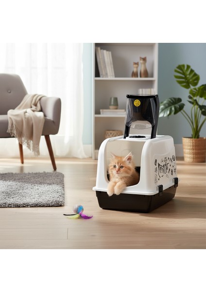 Xxl Büyük Boy Kapalı Kedi Tuvaleti ve Kürek Hediyeli - En: 39 Genişlik :53 Yükseklik: 41