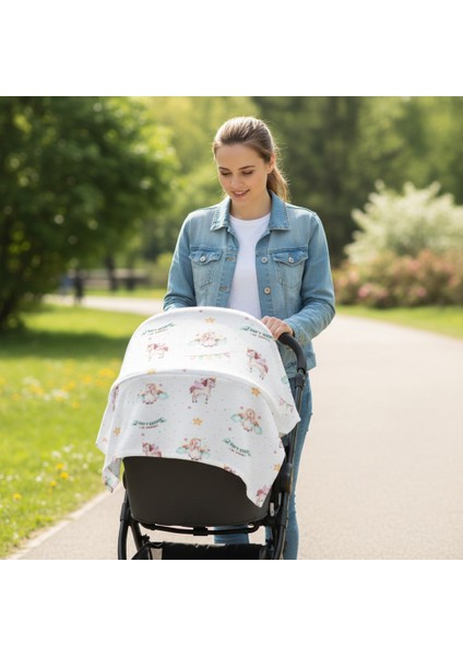 Çok Amaçlı Organik Müslin Örtü - Unicorn - 75 x 75 cm fiyatları