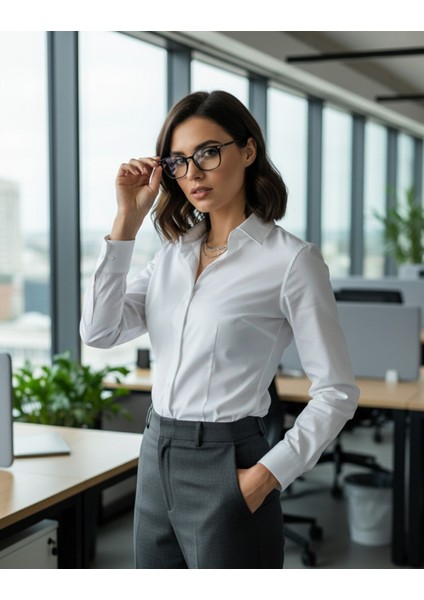 Kadın Uzun Kollu Pamuklu Kolay Ütü Pamuk Saten Regular Yüksek Kal fiyatları