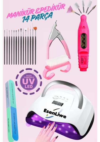 14 Parça Manikür ve Pedikür Seti Profesyonel Tırnak Bakım Seti