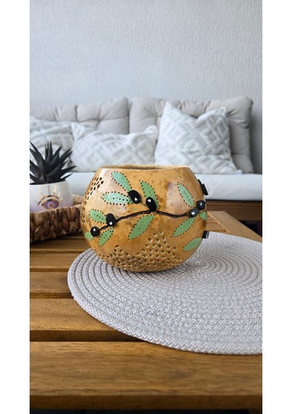 Çiğ Damlası Kabak Lamba Mini Mumluk