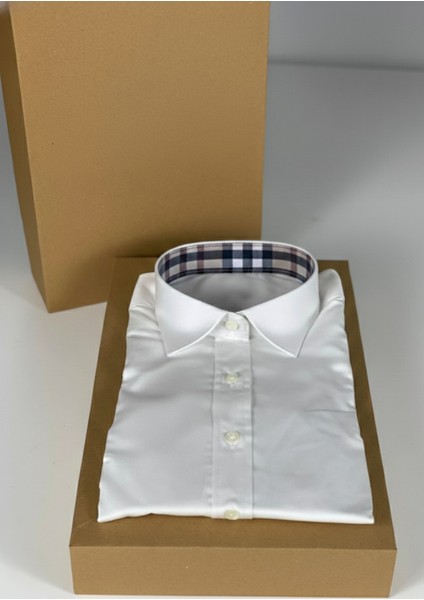 Kadın Uzun Kollu Kolay Ütü Pamuk Saten Regular Ekose Detaylı Yüks modelleri