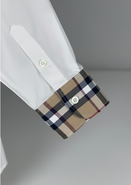 Kadın Uzun Kollu Kolay Ütü Pamuk Saten Regular Ekose Detaylı Yüks fırsatları