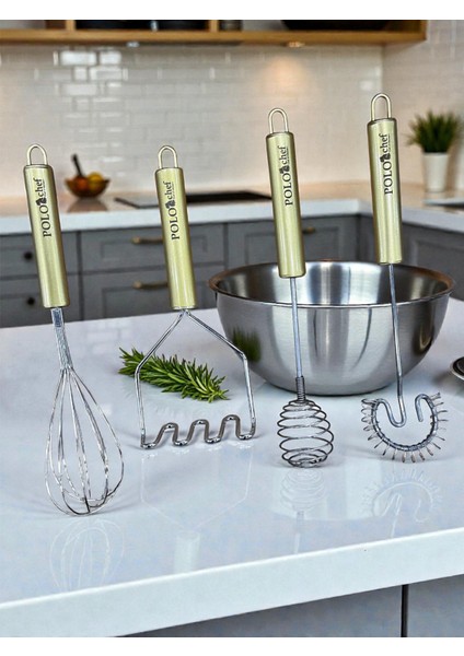 4 Parça Çırpıcı Set Gold