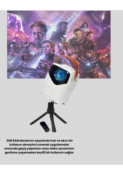 Mini Akıllı Projektör – 1080P Full Hd 64GB Depolama 2gb Ram Uzaktan Kumanda Des - FEİ3768-461 modelleri