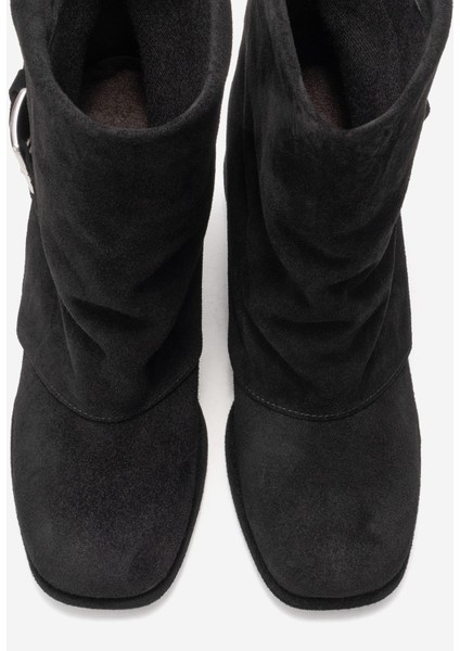 Lore Siyah Süet Hakiki Deri Tokalı Kadın Topuklu Bot fiyatları