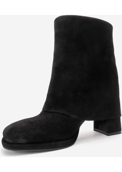Lore Siyah Süet Hakiki Deri Tokalı Kadın Topuklu Bot fırsatları