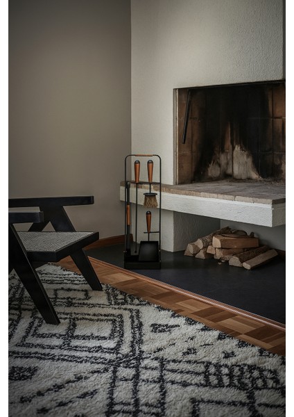 5 Parça Modern Ceviz Ahşap Saplı Metal Gövdeli Şömine Aksesuar Bakım Seti fiyatları