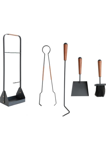 5 Parça Modern Ceviz Ahşap Saplı Metal Gövdeli Şömine Aksesuar Bakım Seti indirimleri