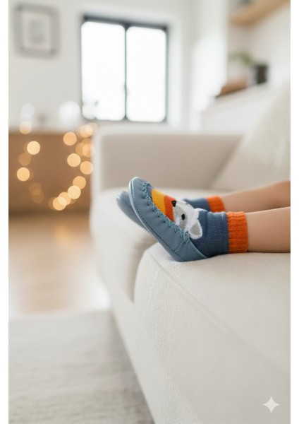 2'li Kaydırmaz Deri Taban Rahat Bebek Çocuk Çarık Soket Çorap Patik Panduf Ev Anaokulu Ayakkabısısı fiyatları