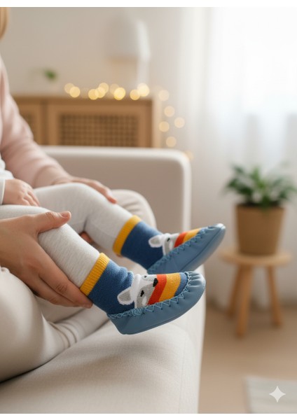 2'li Kaydırmaz Deri Taban Rahat Bebek Çocuk Çarık Soket Çorap Patik Panduf Ev Anaokulu Ayakkabısısı indirimleri