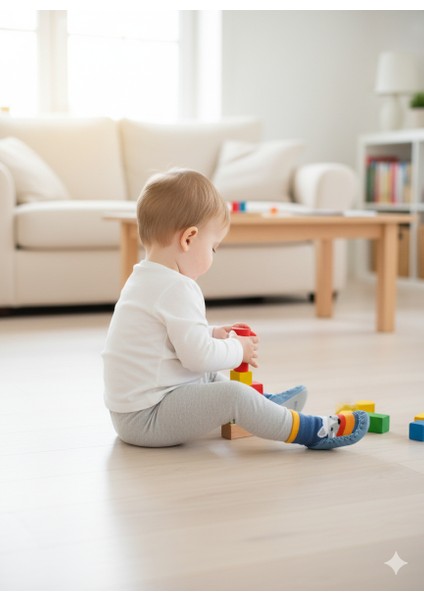 2'li Kaydırmaz Deri Taban Rahat Bebek Çocuk Çarık Soket Çorap Patik Panduf Ev Anaokulu Ayakkabısısı