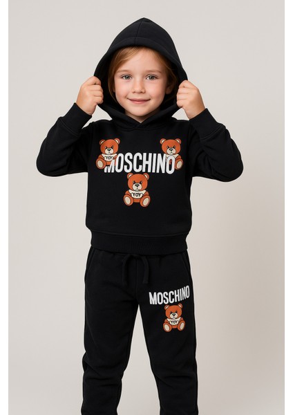 KIz Çocuk %100 Pamuk Kapüşonlu Teddy Ayıcık Baskılı Yüksek Kalite modelleri