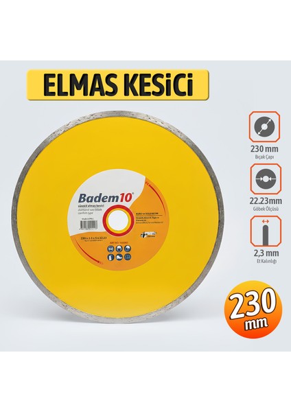 Sürekli Elmas Kesici Disk 230 mm Kuru ve Sulu Kesim 22.23 mm Mermer Seramik Tuğla Kesimi Için Uygun