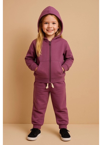 Kapşonlu Kız Çocuk Takım 20411-1