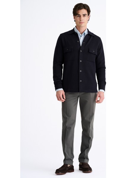Erkek Lacivert Extrafine Yün Overshirt Triko fiyatları