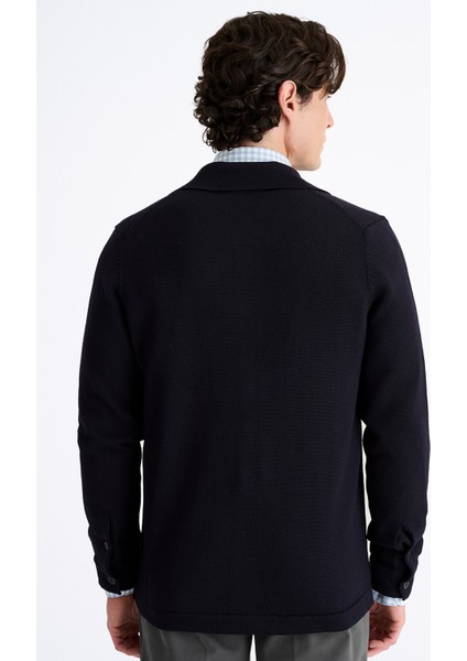 Erkek Lacivert Extrafine Yün Overshirt Triko fırsatları