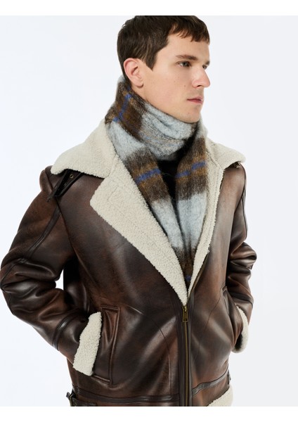 Peluş Yaka Uzun Kollu Cep Detaylı Fermuarlı Kışlık Suni Deri Ceket modelleri