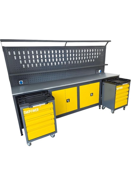 TTR4432 3 Metre Takım Tezgahı 2 Dolaplı + 2 Boş Takım Arabası modelleri