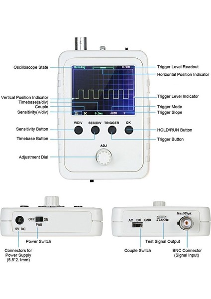 Mini Osiloskop El Tipi Dijital Osiloskop 0-200KHZ Bant Genişliği ile 1m Örnekleme Oranı Prob Ab Fişi ile (Yurt Dışından) fırsatları