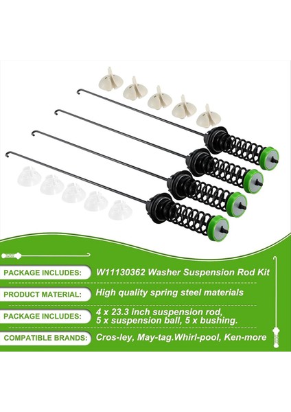 W11130362 4 Parça Çamaşır Makinesi Askı Çubuğu Takımı, Çamaşır Makineleri Için (Yurt Dışından) modelleri