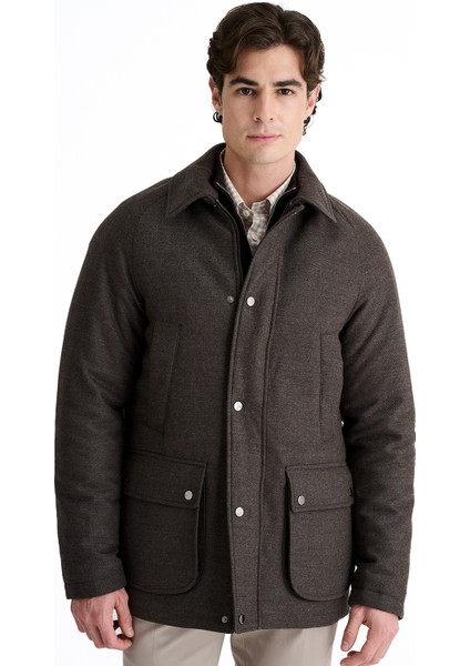 Erkek Kahverengi Yün Kaşmir Karışımlı Mont fırsatları