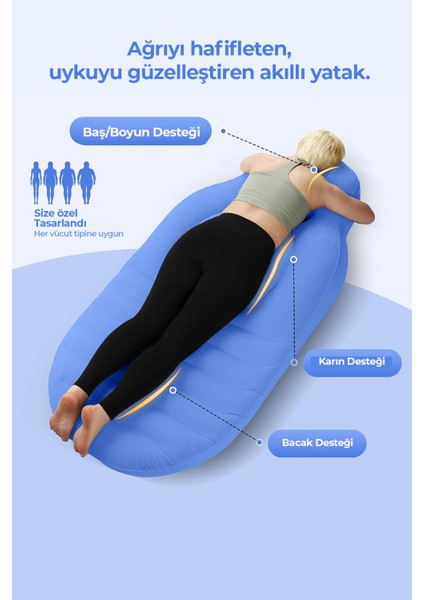 Şişme Hamile Yatağı Elektrikli Şişirme Pompası Hediyeli Mavi