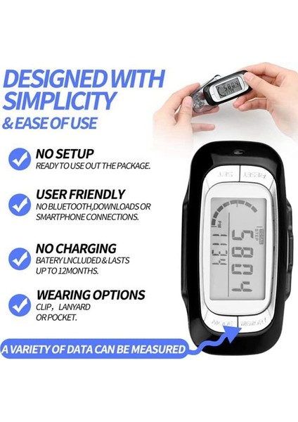 Yürüyüş Için Pedometre Klipsli Ekran Pedometresi ve Kordon Basit Yürüyüş Adımı Sayacı Doğru 3D Pedometre (Yurt Dışından) modelleri