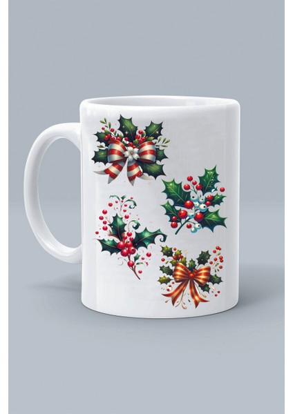 Yeni Yıl Yılbaşı Noel Merry Christmas Tasarım Baskılı Beyaz Kupa Bardak