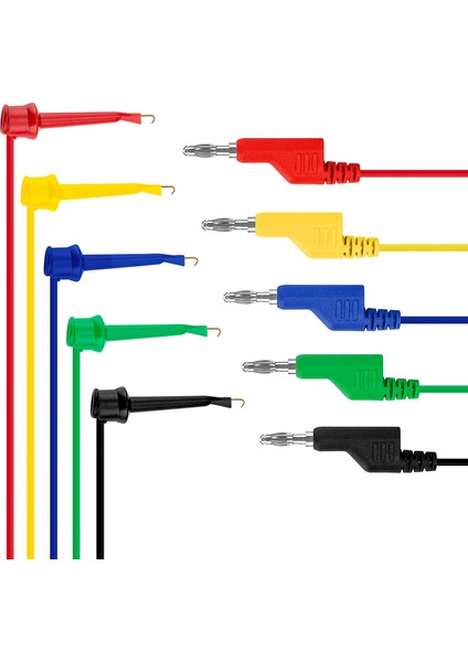 5pcs Test Kanca Tel Istiflenebilir Muz Fişine Mini Kapmak Multimetre Test Kurşun Seti Esnek Tel 600V/5V 39 Inç (Yurt Dışından)