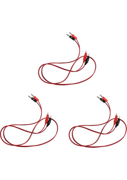 6 Pcs Kırmızı Siyah Banana Timsah Klipsleri Prob Test Kablosu 1m (Yurt Dışından)