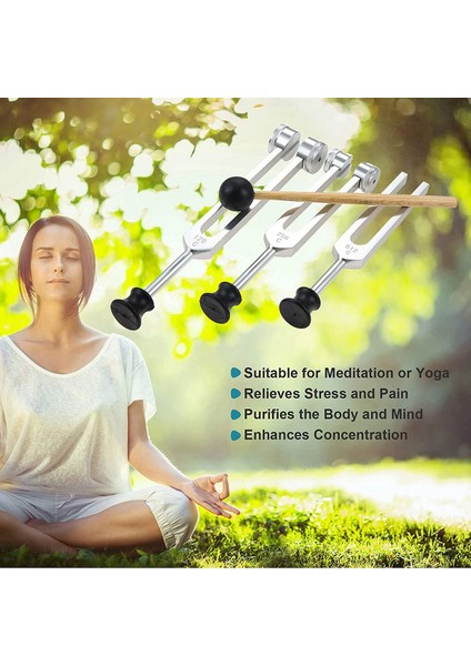 4 Paket Tutma Çatal Seti (128Hz 256Hz 512Hz) Sesli Ses Titreşim Aracı Için Tuning Fork Hammer ile Gümüş Gümüş (Yurt Dışından) fırsatları