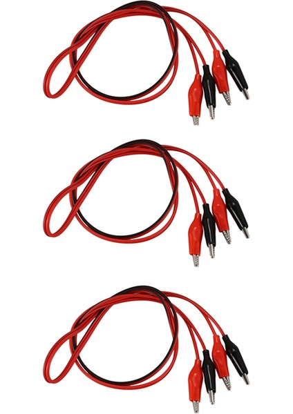 3x 1m Çift Uçlu Timsah Klipsleri Test Kurşun Atlama Kablosu (Yurt Dışından)
