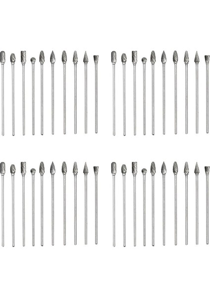 40PC 4 Inç Uzunluğunda Çift Kesilmiş Tungsten Katı Karbür Döner Çapak Seti 1/8 Inç (3mm) Shank Bükülme Matkap Ucu Döner Aletler (Yurt Dışından)