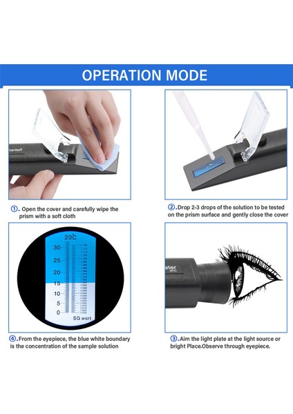 Refraktometre Bira Brix Wort Şeker Alkol Ölçer 0-30%1 000-1 120 Sg Özel Yerçekimi Handheld Aracı Hidrometre Test Cihazı (Yurt Dışından)